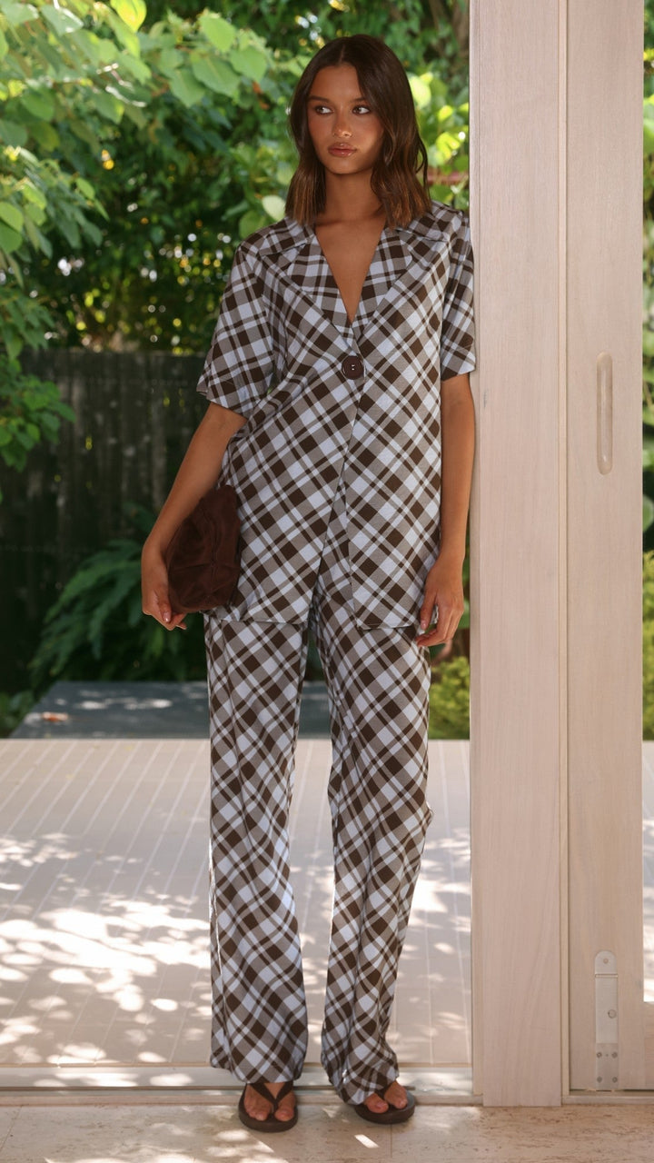 Imogen | Women's Short Sleeve Plaid Button Shirt