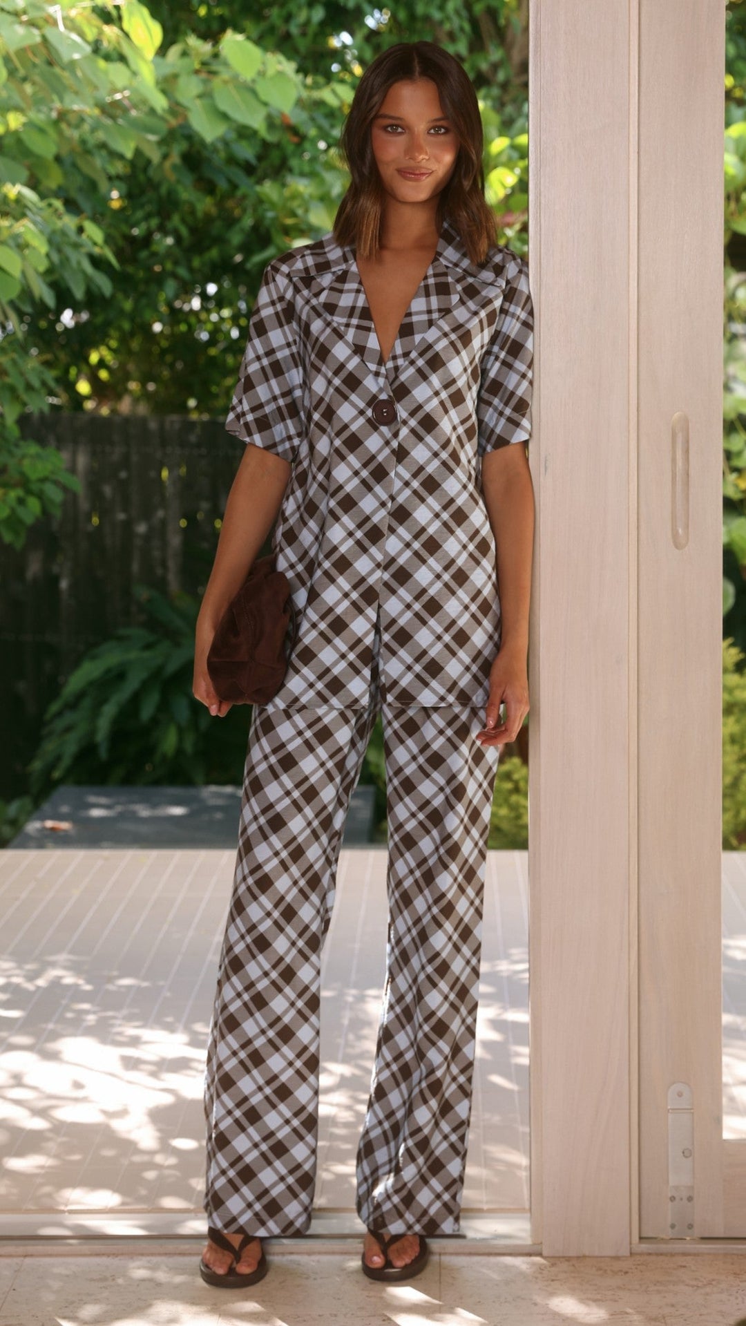 Imogen | Women's Short Sleeve Plaid Button Shirt