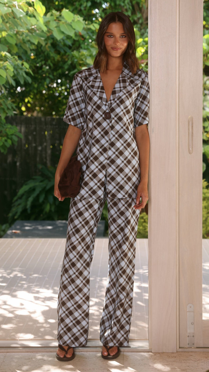 Imogen | Women's Short Sleeve Plaid Button Shirt