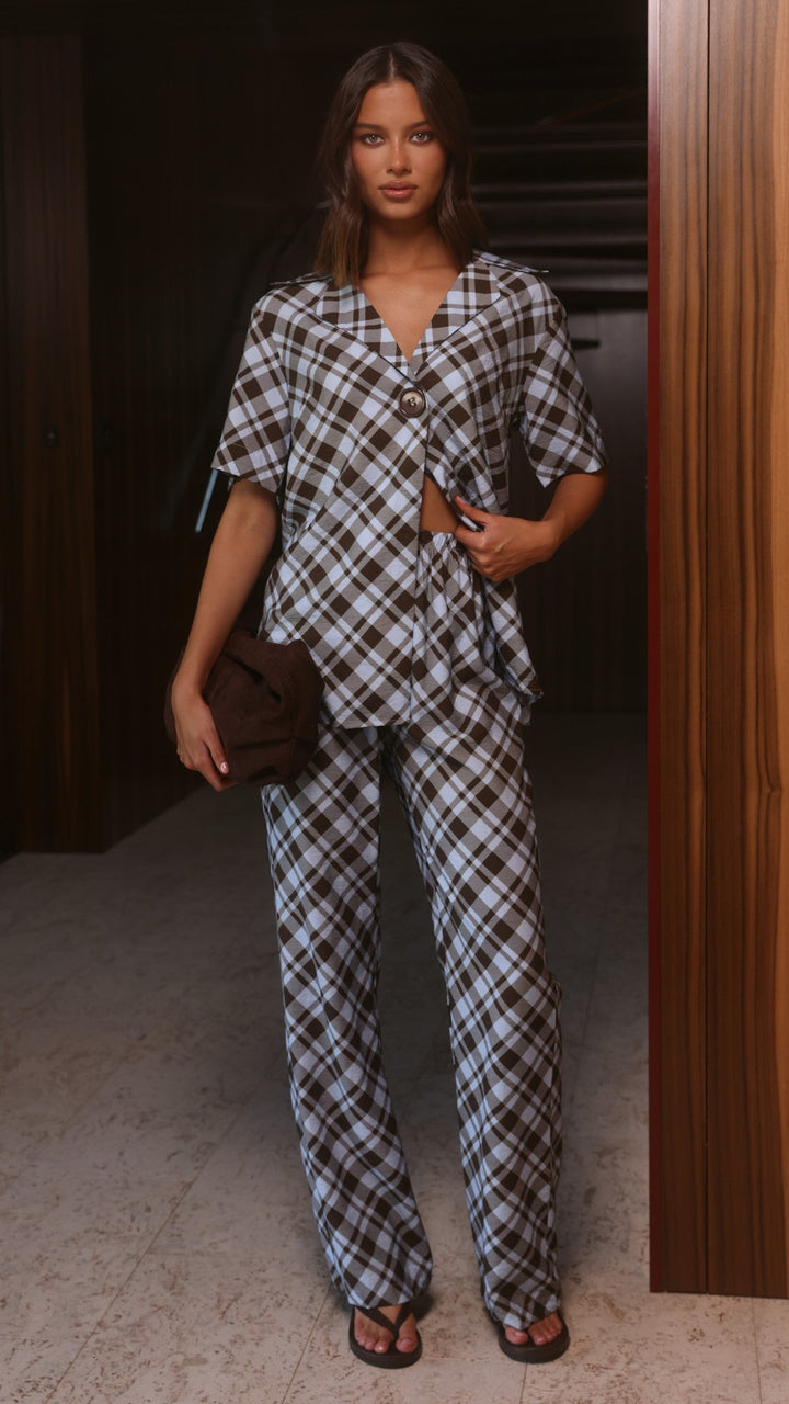 Imogen | Women's Short Sleeve Plaid Button Shirt
