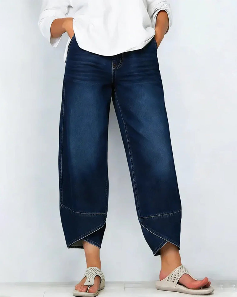 Casual Patchwork Denim Pants