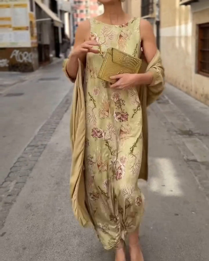 Sleeveless Maxi Dress + Matching Cardigan