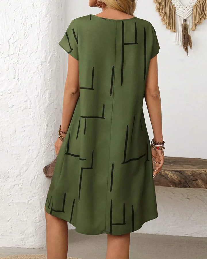Casual Summer Dress for Women with Round Neck Print