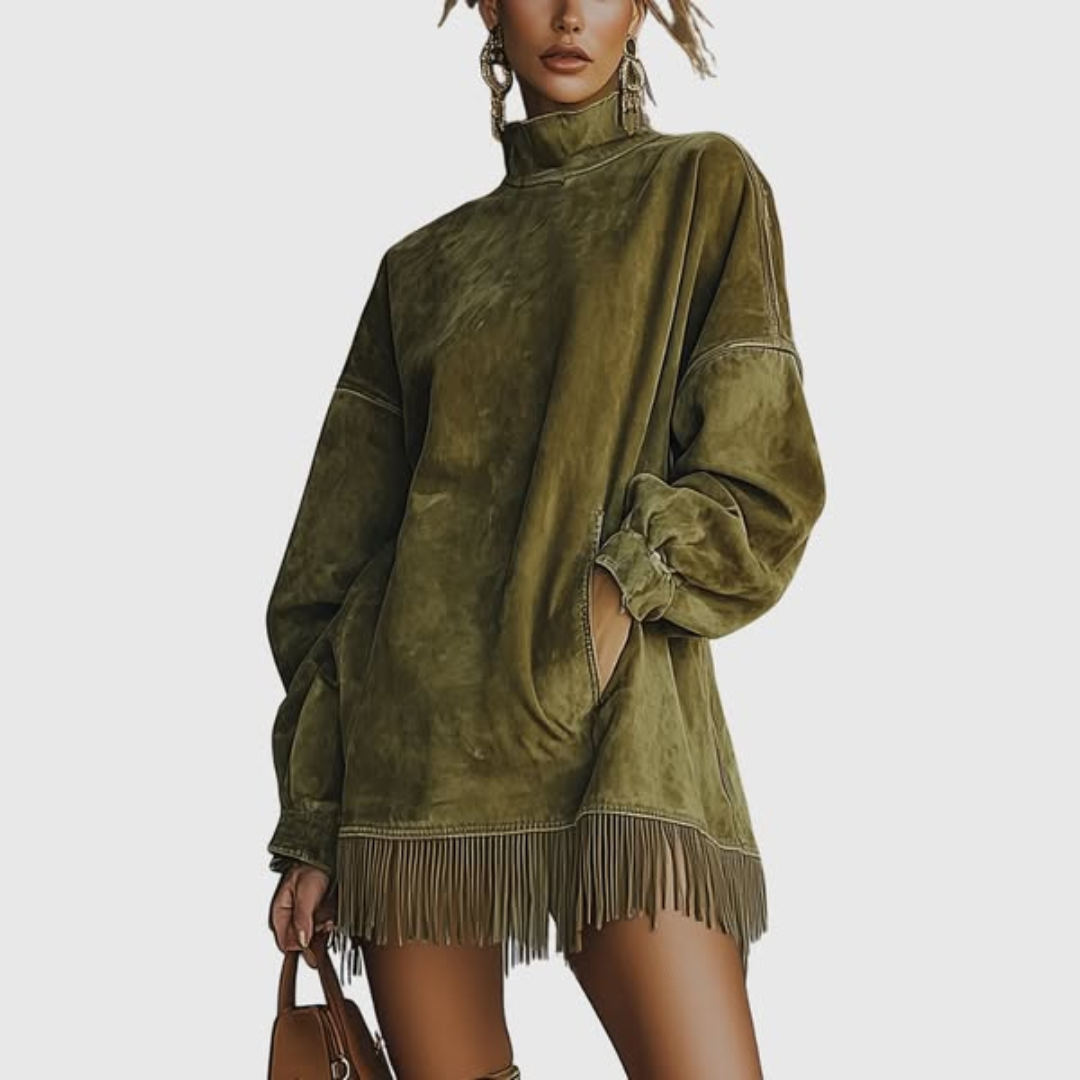 Lena | Elegant dress with subtle fringes