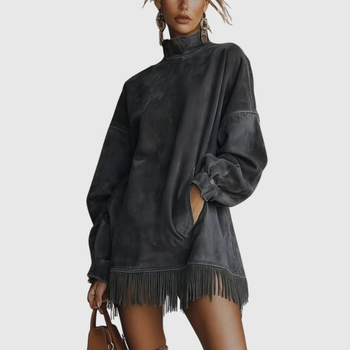 Lena | Elegant dress with subtle fringes
