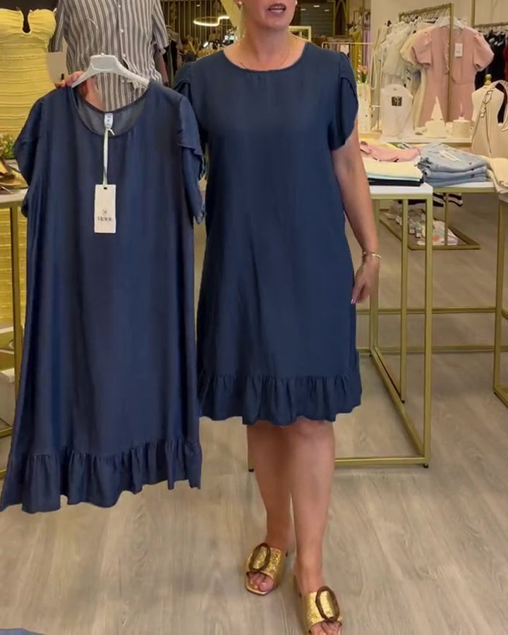 Casual Ruffled Denim Dress