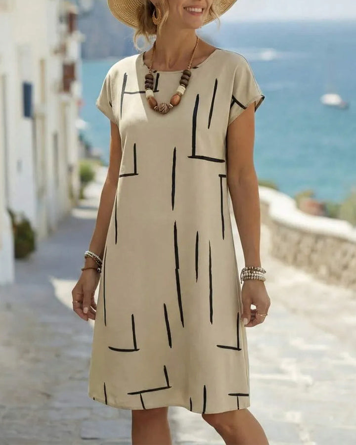 Casual Summer Dress for Women with Round Neck Print