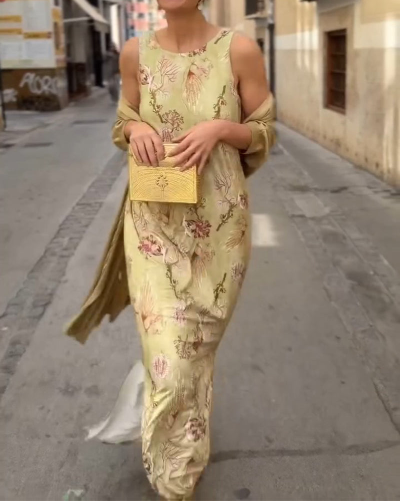 Sleeveless Maxi Dress + Matching Cardigan