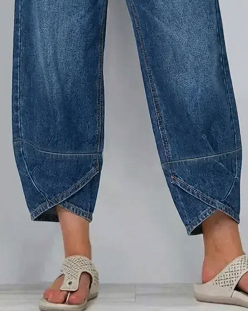 Casual Patchwork Denim Pants