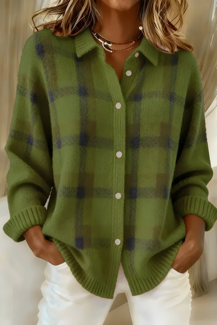Theresa | Checked Knit Cardigan