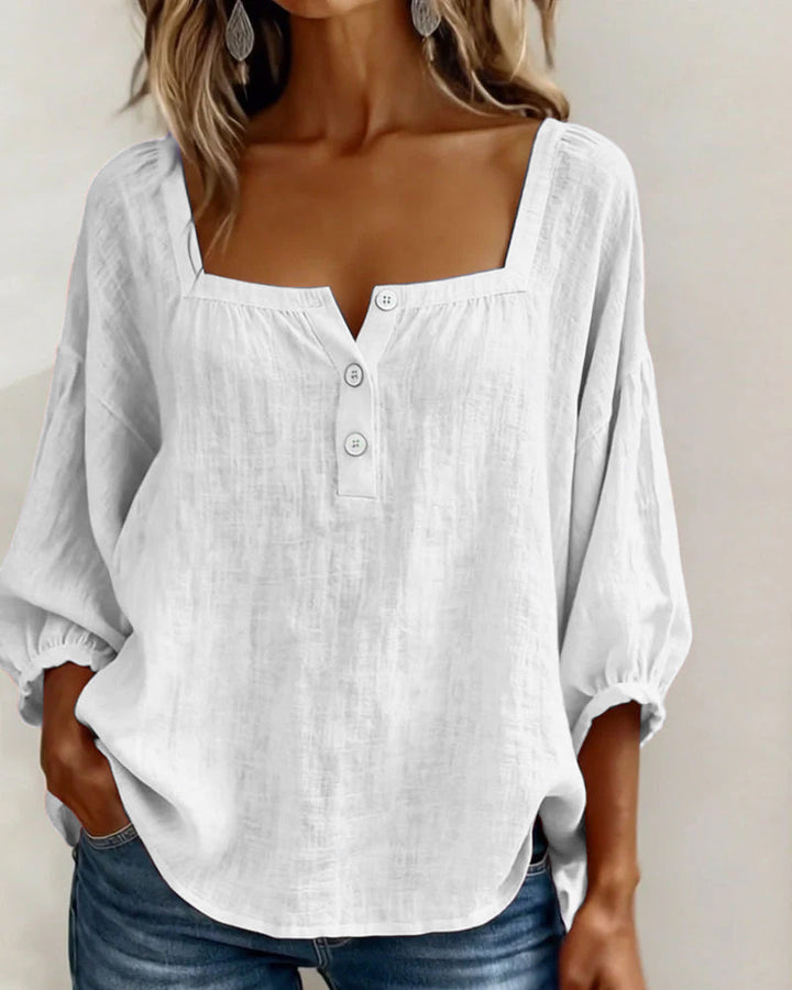 Blouse Square Neck Long Sleeve