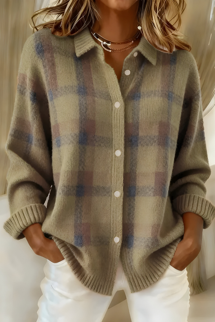 Theresa | Checked Knit Cardigan