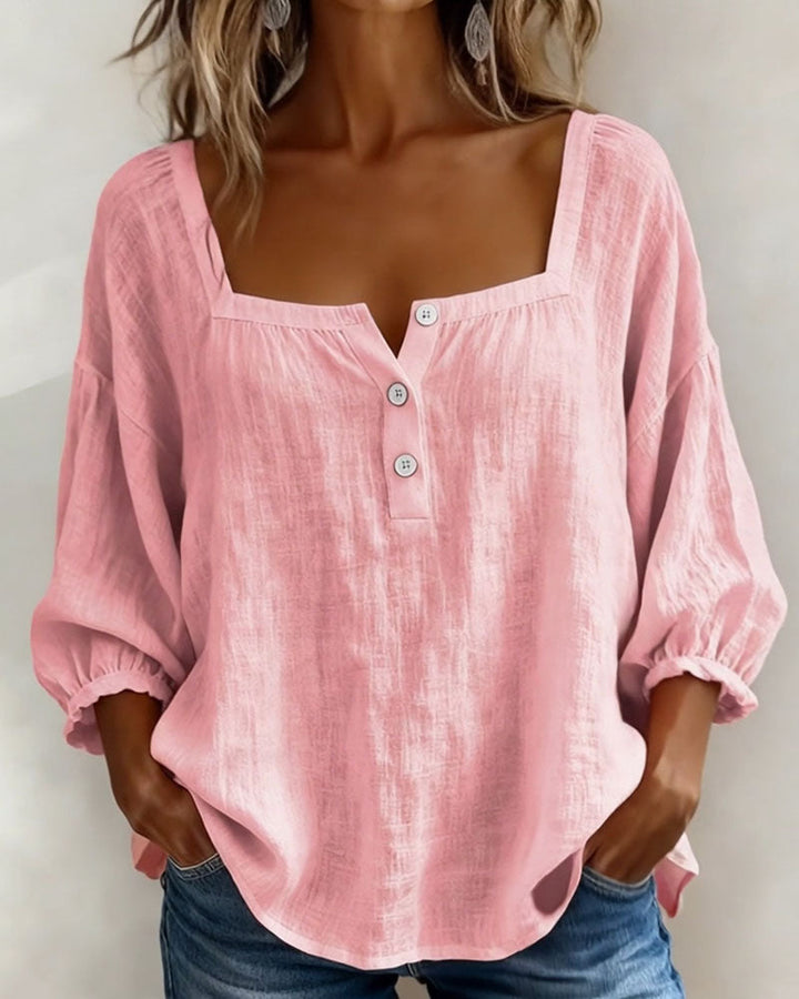 Blouse Square Neck Long Sleeve