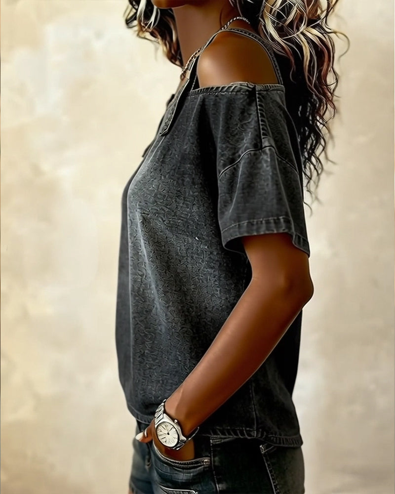 Off-Shoulder Denim Blouse