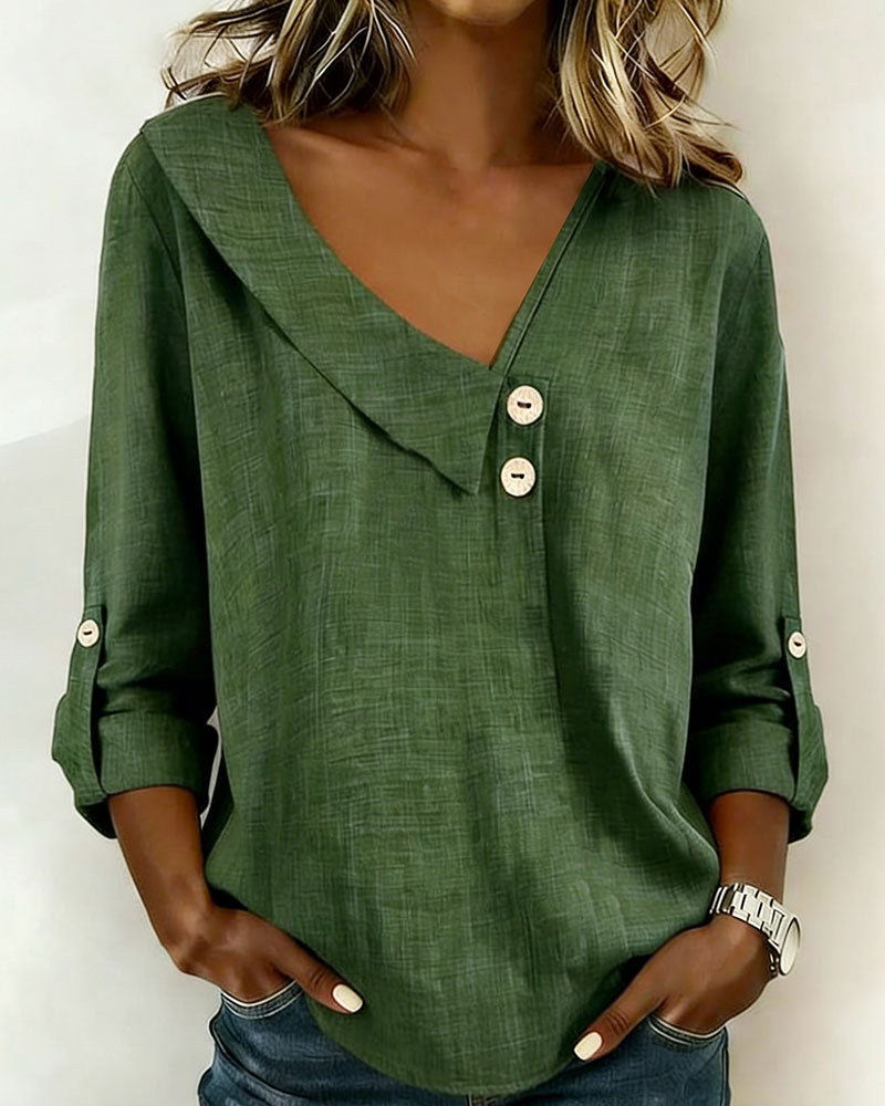 Solid Color Top with Irregular Neckline