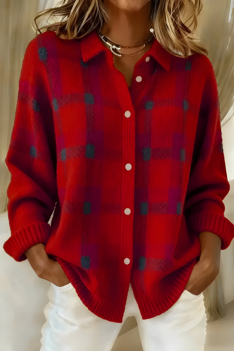 Theresa | Checked Knit Cardigan