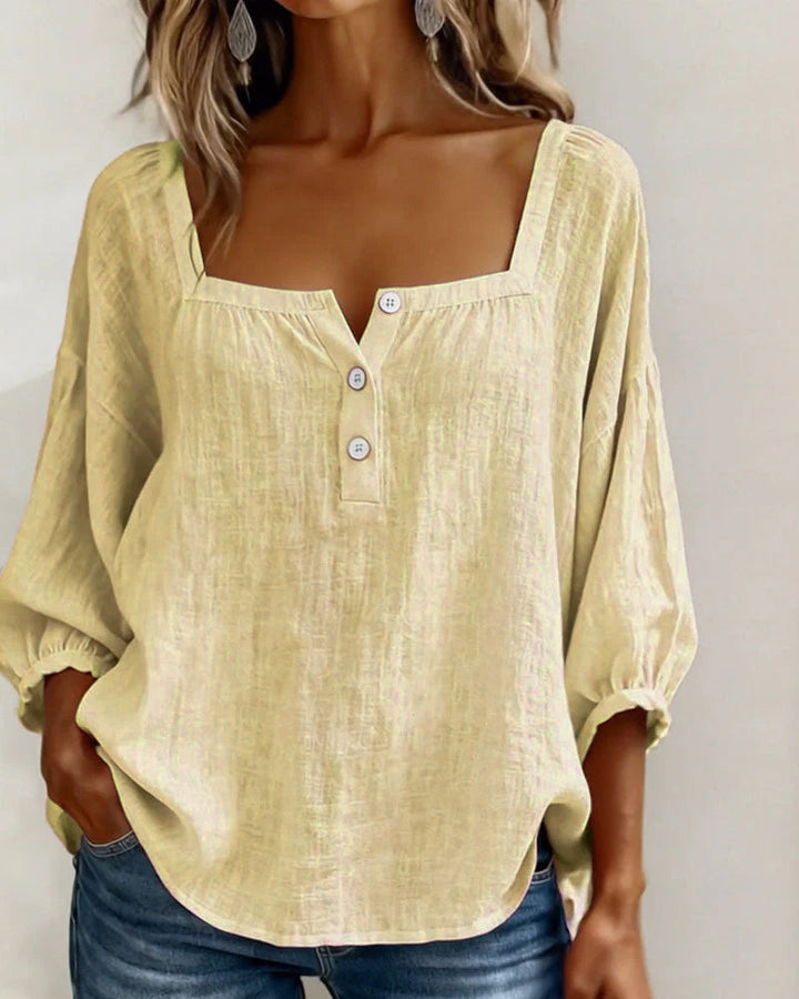 Blouse Square Neck Long Sleeve