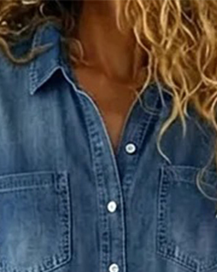 Short Sleeve Denim Jumpsuit