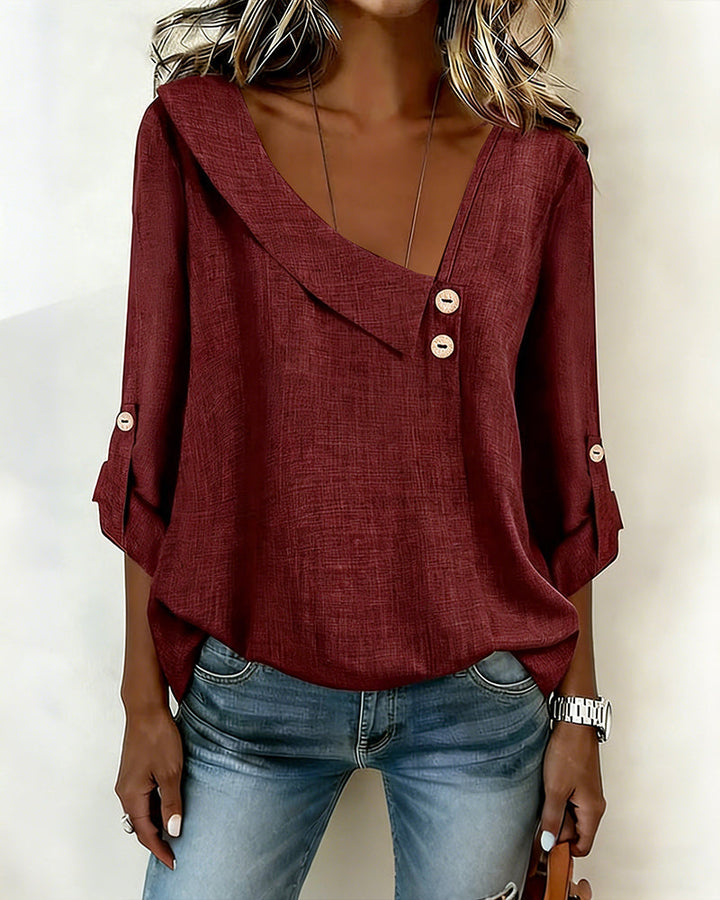 Solid Color Top with Irregular Neckline