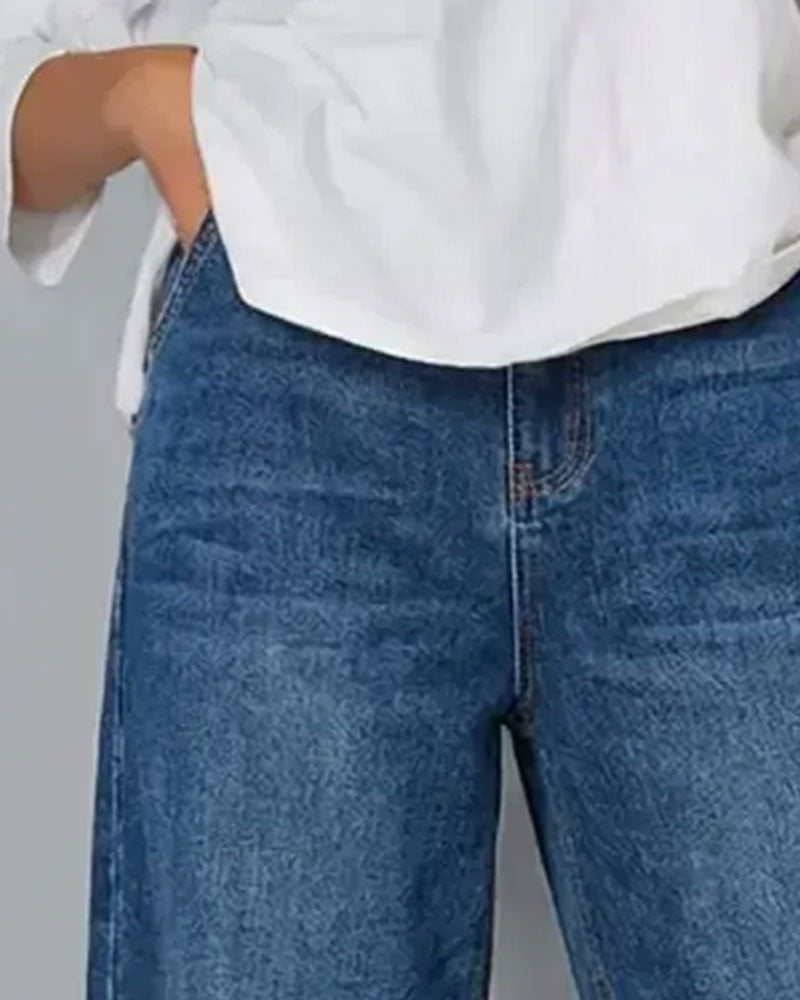 Casual Patchwork Denim Pants