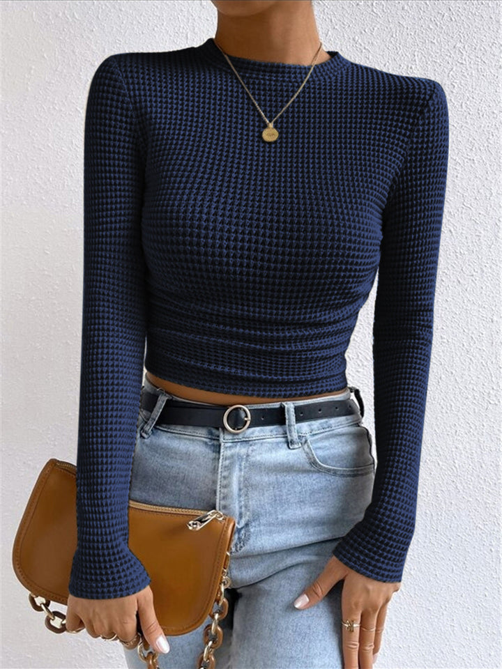 Sage | Women's Fitted Waffle Knit Long Sleeve Top