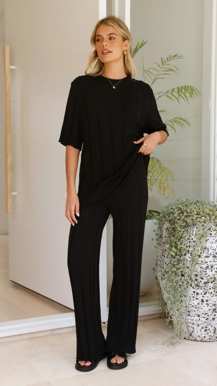 Bayu | Women's Ribbed Knit Wide Leg Pants
