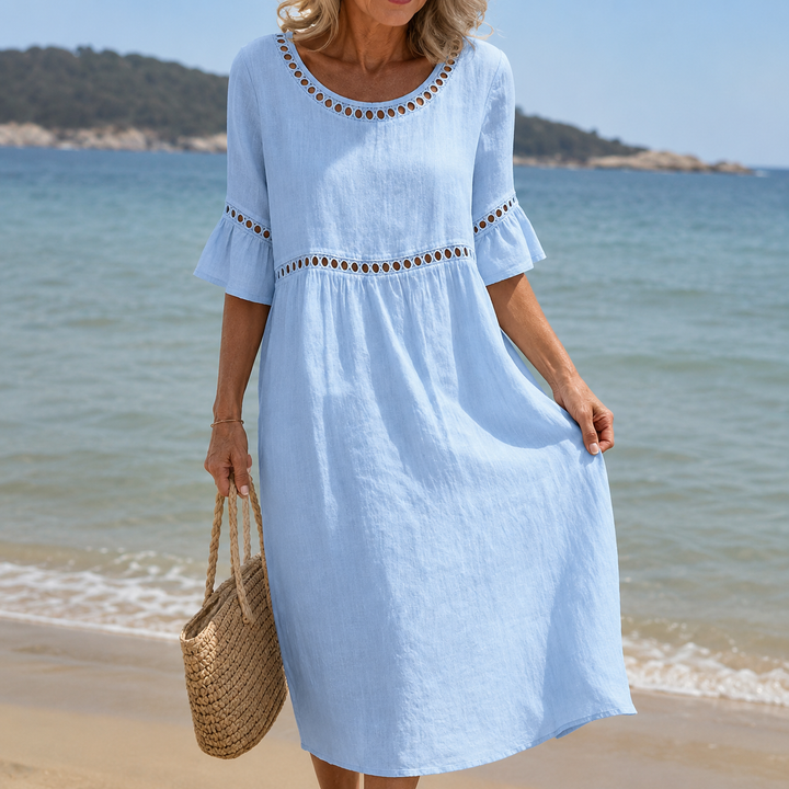 Chloe | Long Linen Dress with Tummy Control