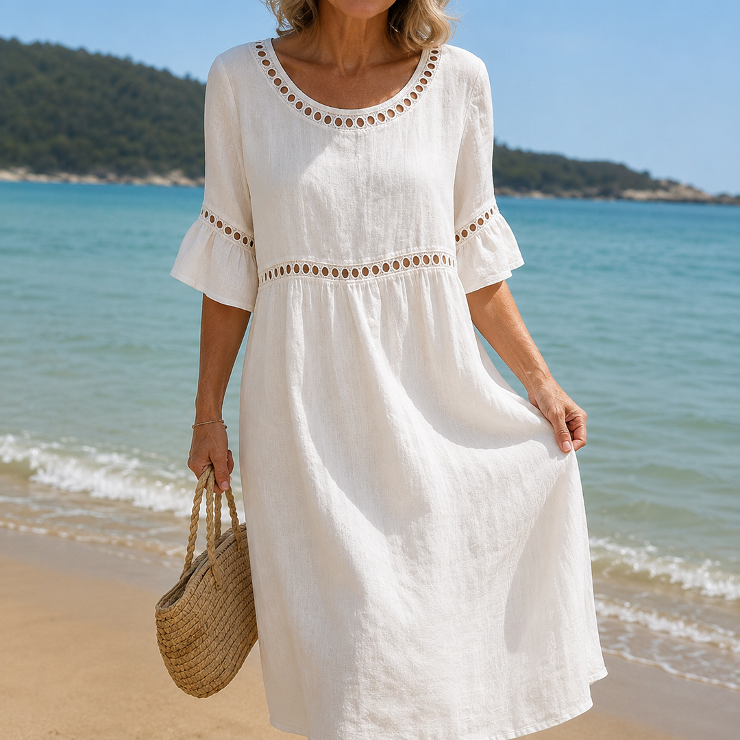 Chloe | Long Linen Dress with Tummy Control