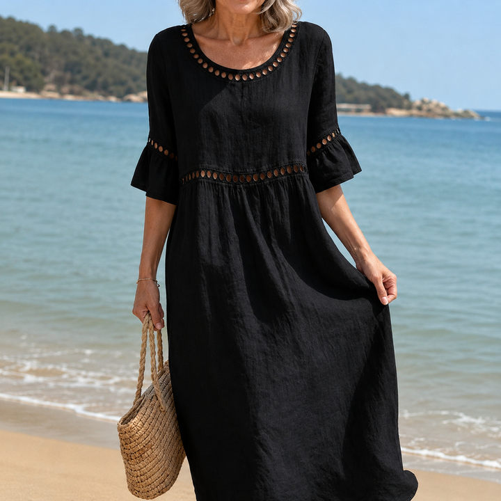 Chloe | Long Linen Dress with Tummy Control