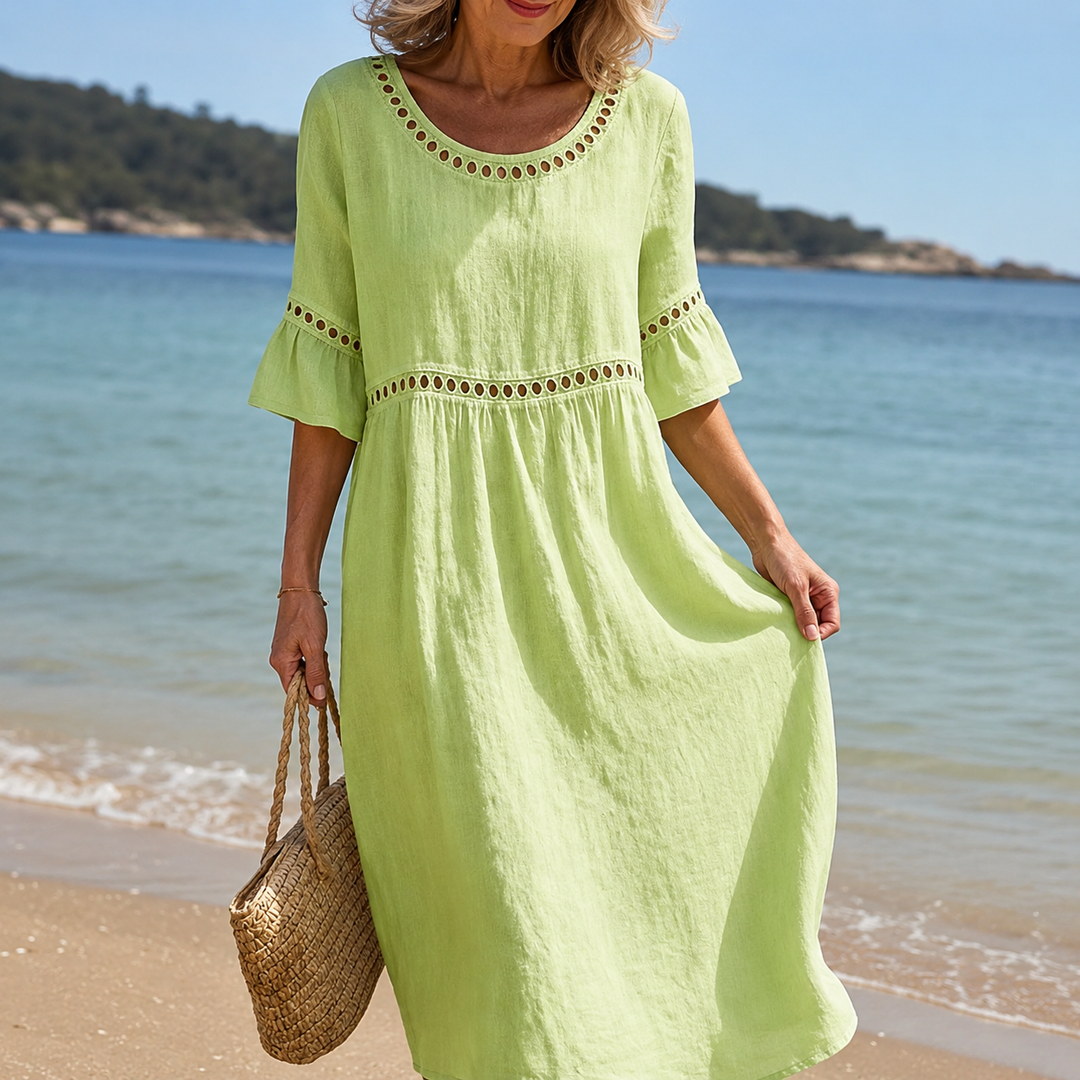 Chloe | Long Linen Dress with Tummy Control