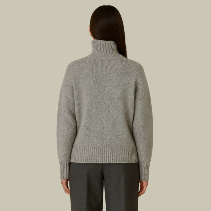 High Neck Relaxed Fit Wool Blend Sweater for Women