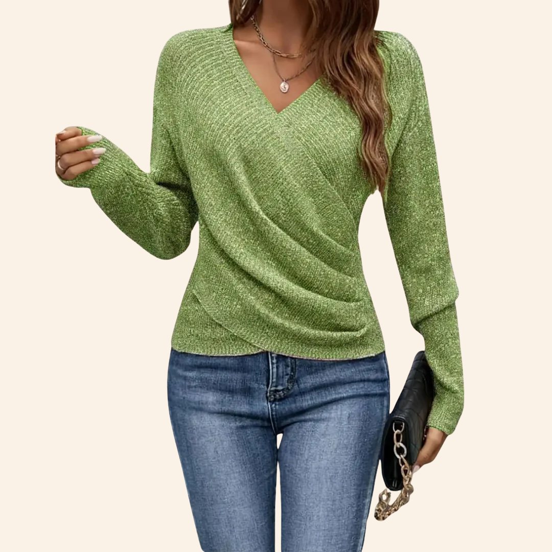 Seravielle | Elegant Wrap V-neck Top