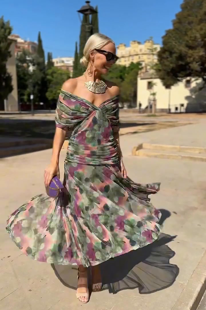 Sasha | V-Neck Pleated Waist Formal Maxi Dress