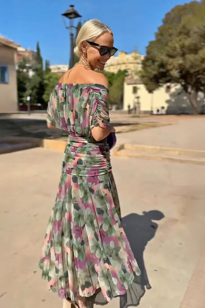 Sasha | V-Neck Pleated Waist Formal Maxi Dress