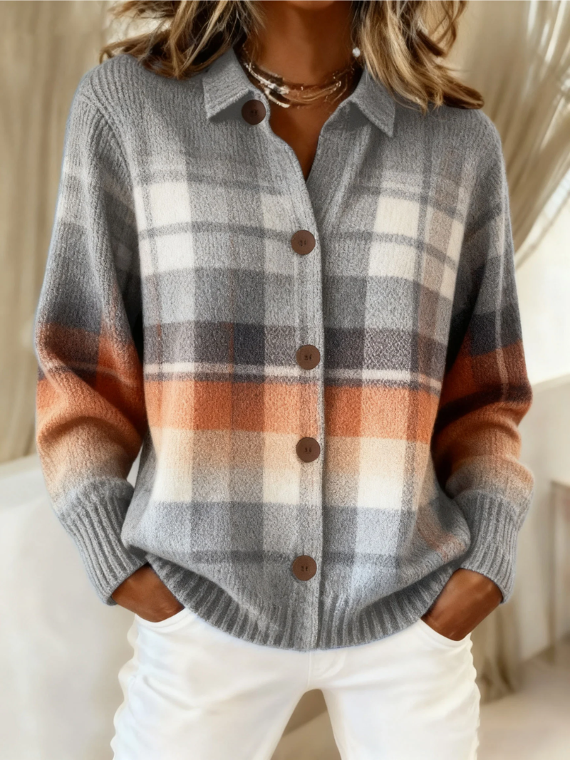 Theresa | Checked Knit Cardigan