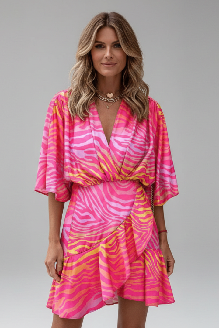 Luna | Women's Batwing Sleeve V-Neck Mini Dress