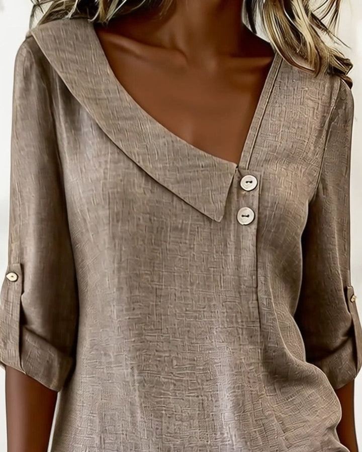Solid Color Top with Irregular Neckline