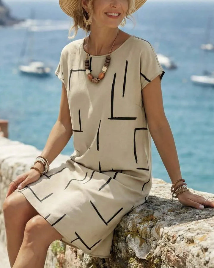 Casual Summer Dress for Women with Round Neck Print