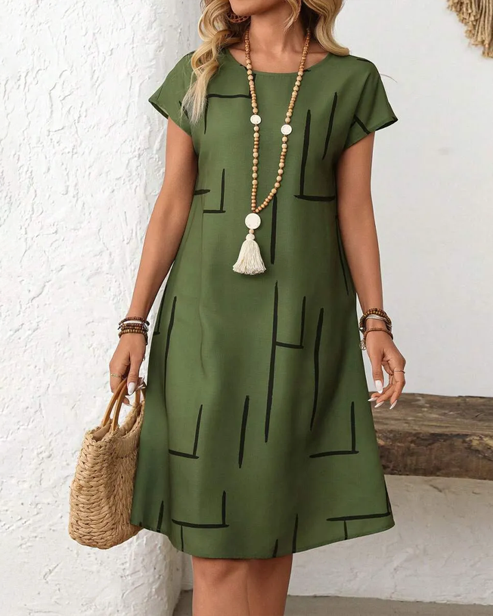 Casual Summer Dress for Women with Round Neck Print