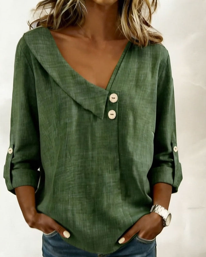 Solid Color Top with Irregular Neckline
