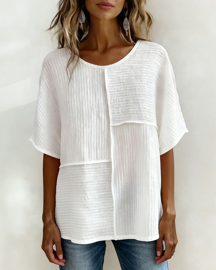 Textured Vertical Patchwork Loose Top