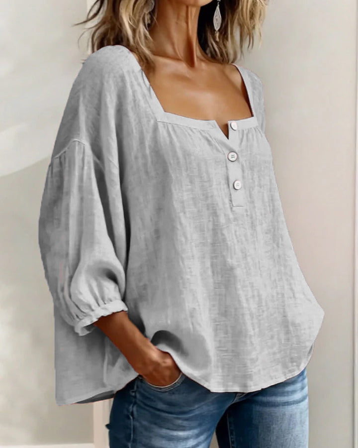 Blouse Square Neck Long Sleeve