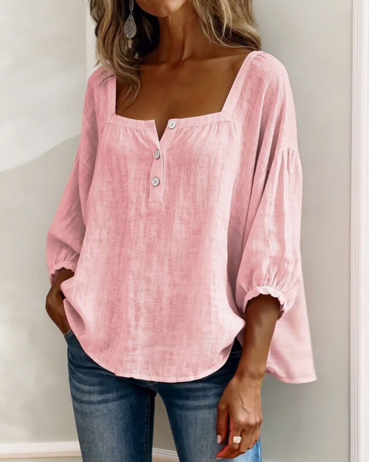 Blouse Square Neck Long Sleeve
