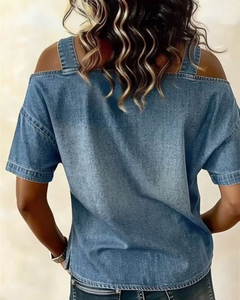 Off-Shoulder Denim Blouse