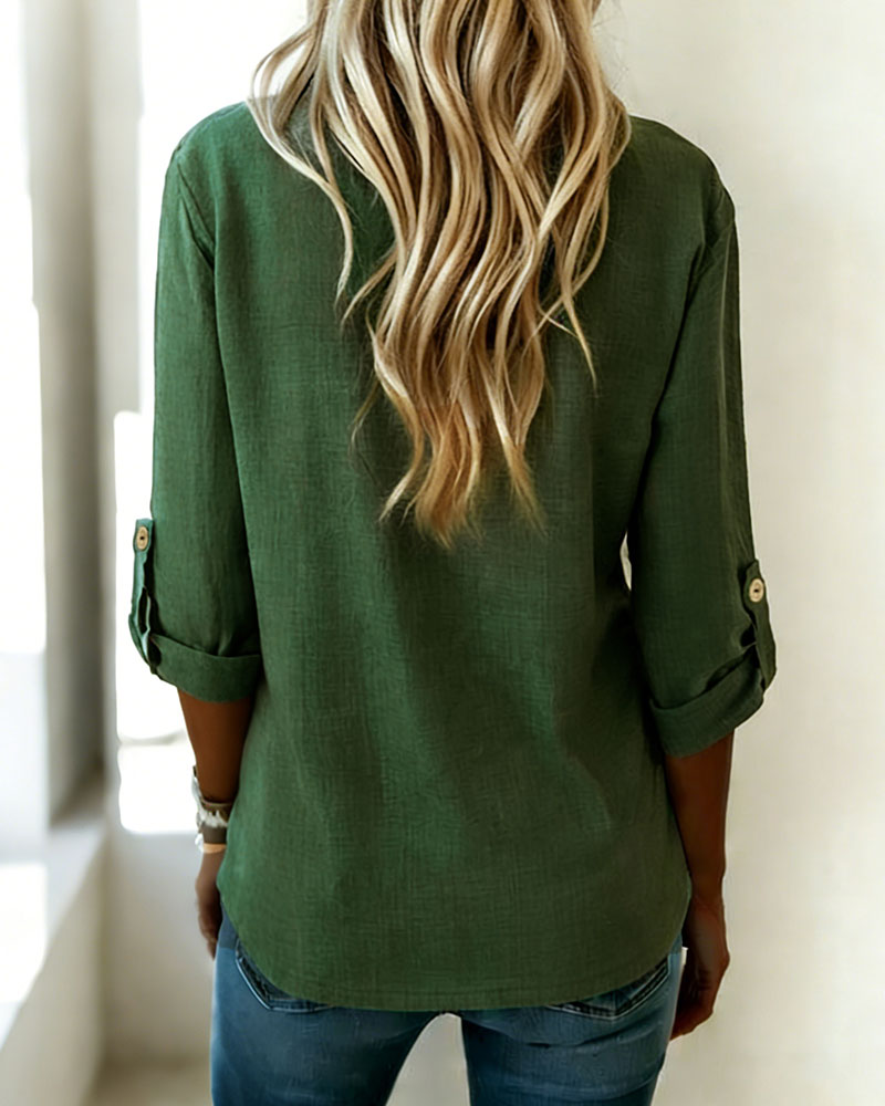 Solid Color Top with Irregular Neckline