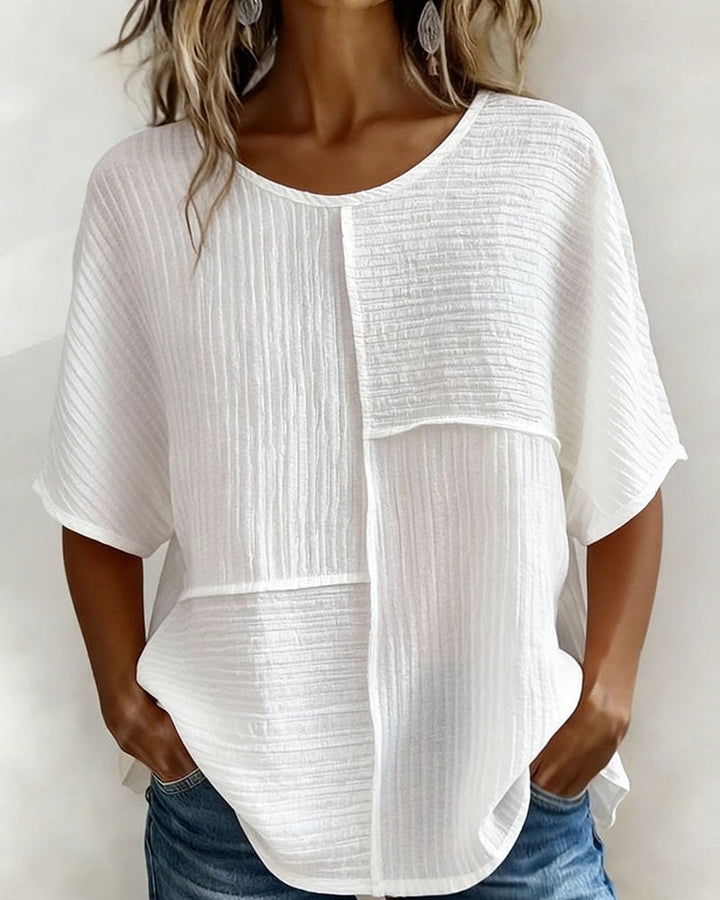 Textured Vertical Patchwork Loose Top