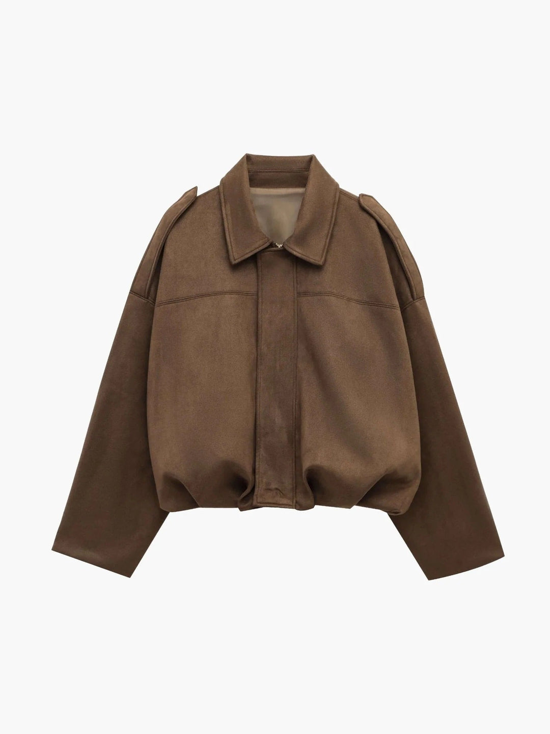 Mabel | Women's Collared Faux Suede Bomber Jacket