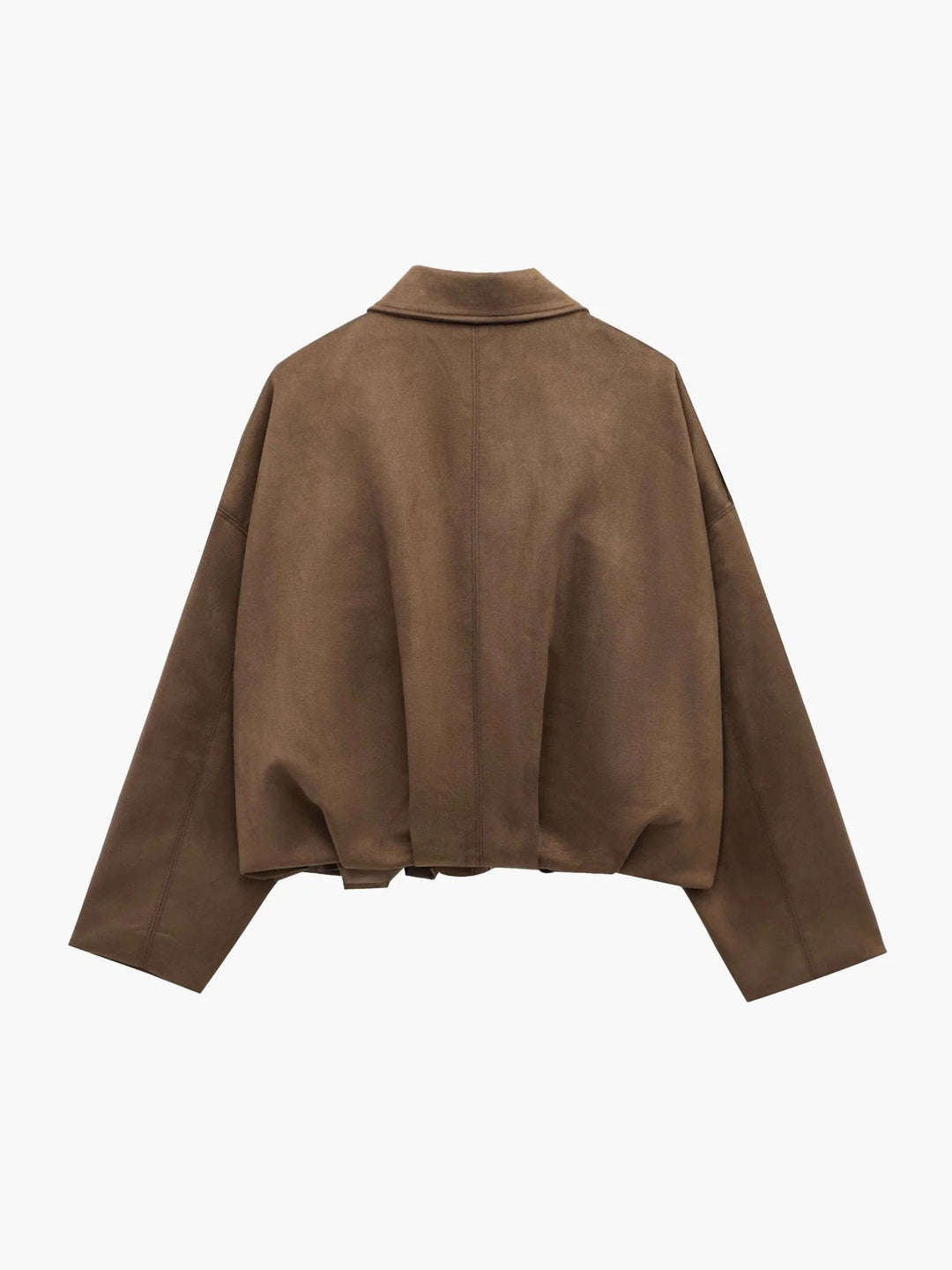 Mabel | Women's Collared Faux Suede Bomber Jacket