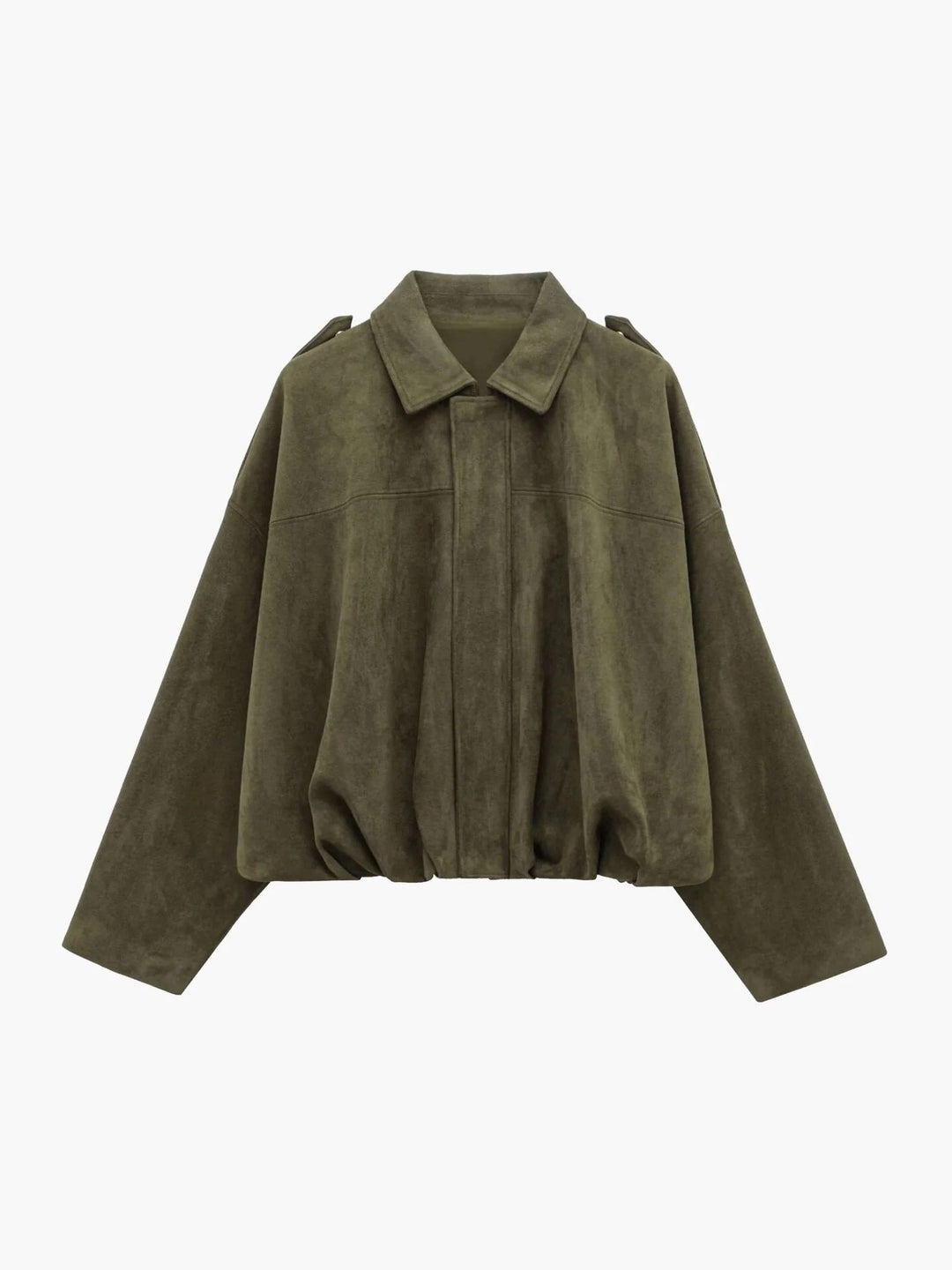 Mabel | Women's Collared Faux Suede Bomber Jacket