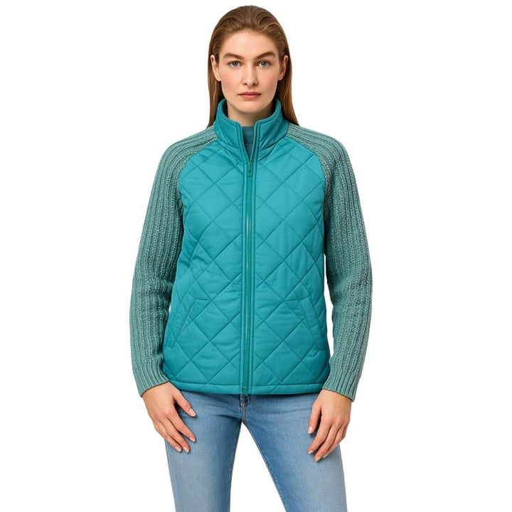 Nala | Cable-Knit Sleeve Quilted Hybrid Jacket